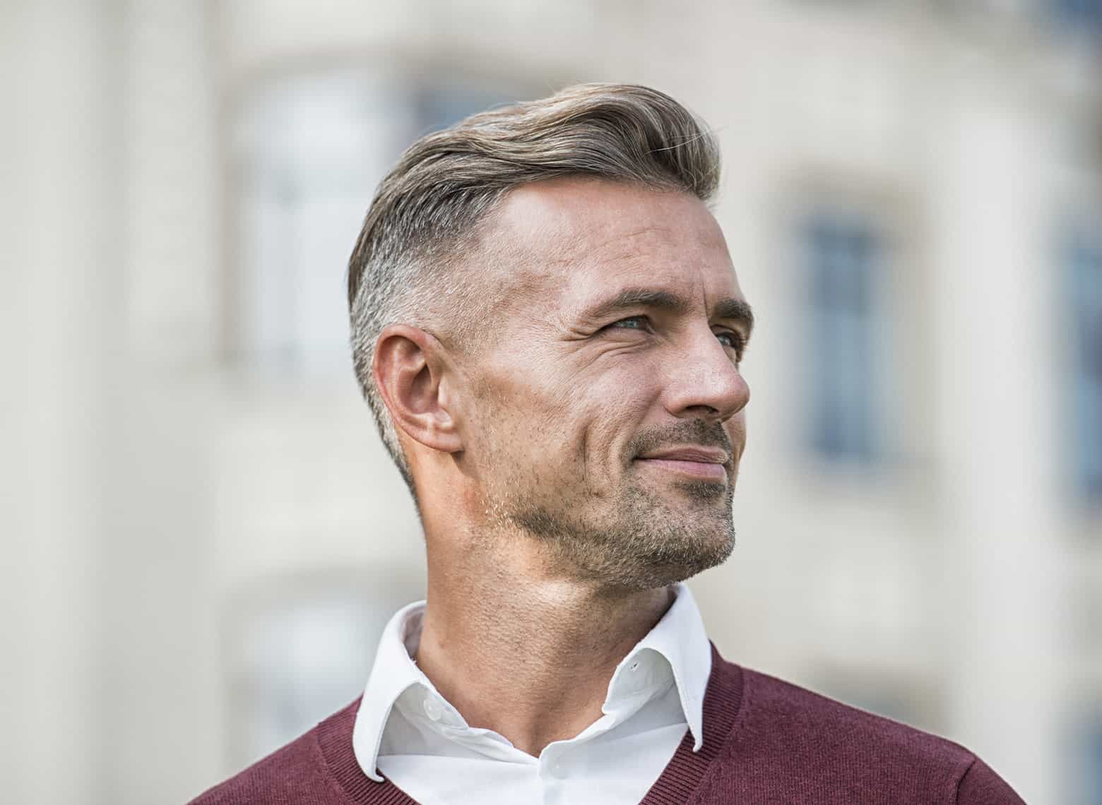 Slicked back hairstyle