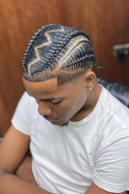 Zigzag Parted Cornrows